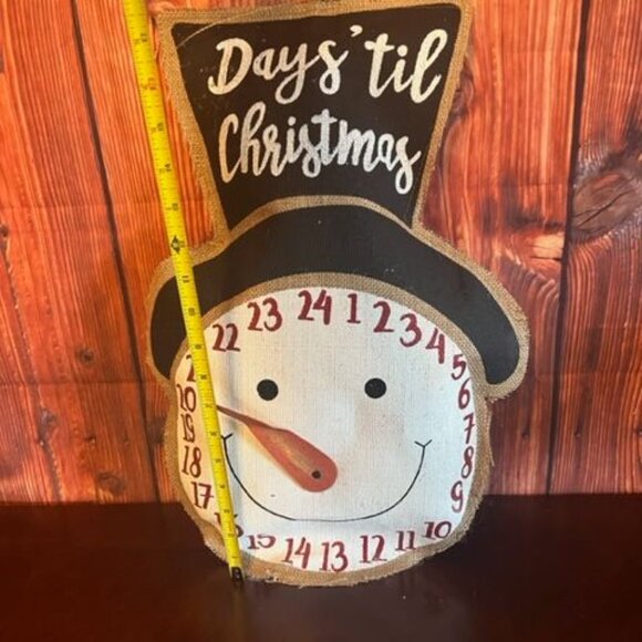 Days 'Til Christmas Burlap Snowman Advent Calendar movable nose for tracking day - Picture 3 of 8